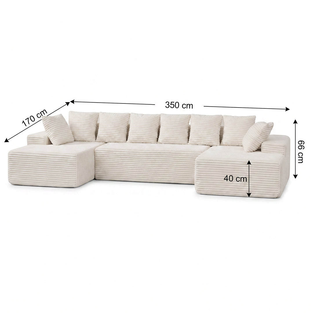 Wymiary i materiały — Vasto — Bezramowa sofa modułowa XL 350 cm