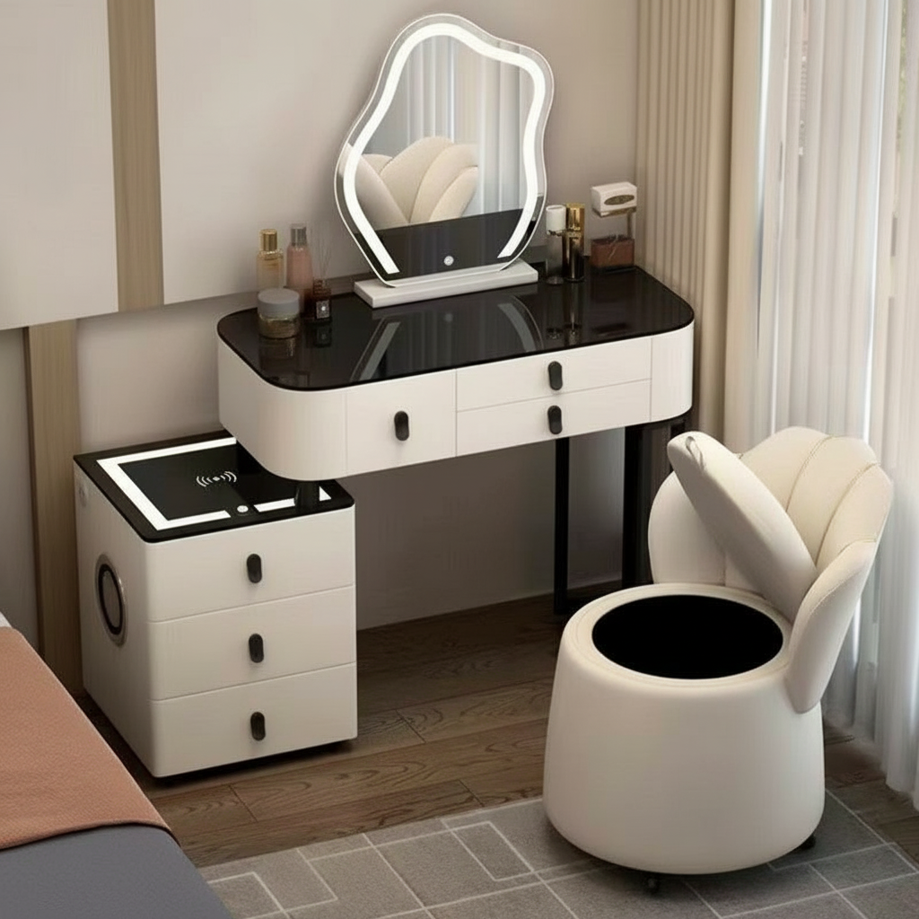 Toaletka 3w1 z LED, ładowaniem bezprzewodowym i głośnikiem Bluetooth