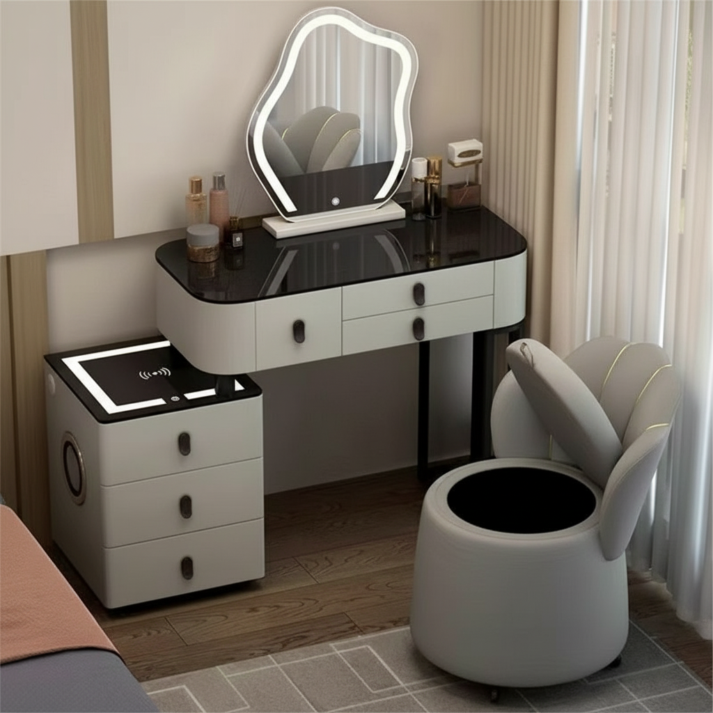 Toaletka 3w1 z LED, ładowaniem bezprzewodowym i głośnikiem Bluetooth