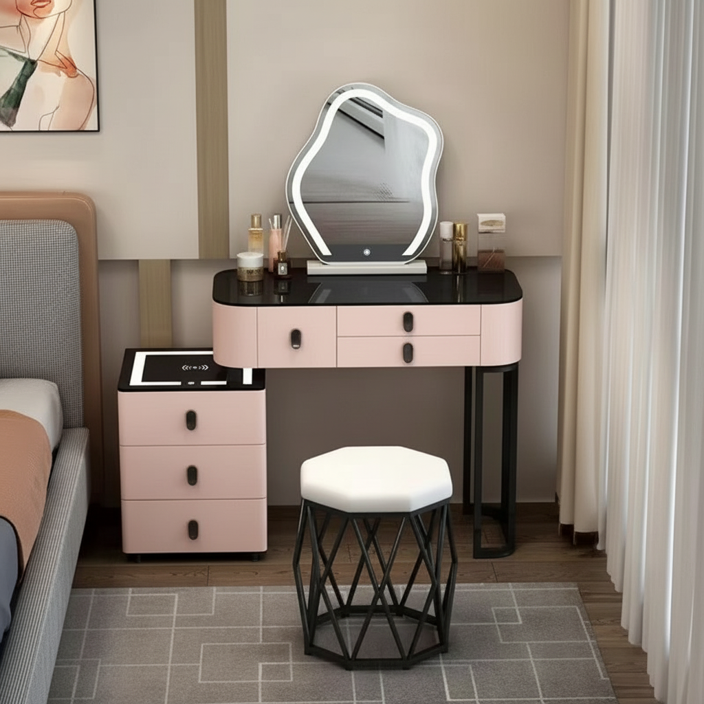 Toaletka 3w1 z LED, ładowaniem bezprzewodowym i głośnikiem Bluetooth