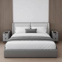 Nachttisch Nexo mit kabelloser Ladefunktion, Bluetooth-Lautsprecher, LED-Beleuchtung und Fingerabdrucksperre