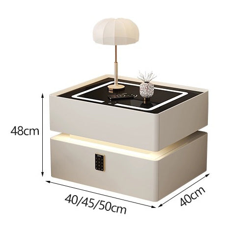 Szafka Nocna Lumo Z Ładowaniem Bezprzewodowym, Głośnikiem Bluetooth, Podświetleniem LED I Blokadą PIN