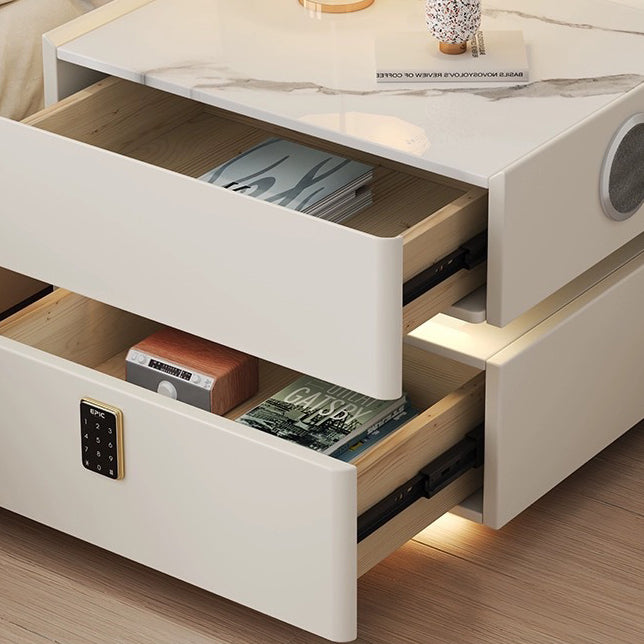 Szafka Nocna Lumo Z Ładowaniem Bezprzewodowym, Głośnikiem Bluetooth, Podświetleniem LED I Blokadą PIN