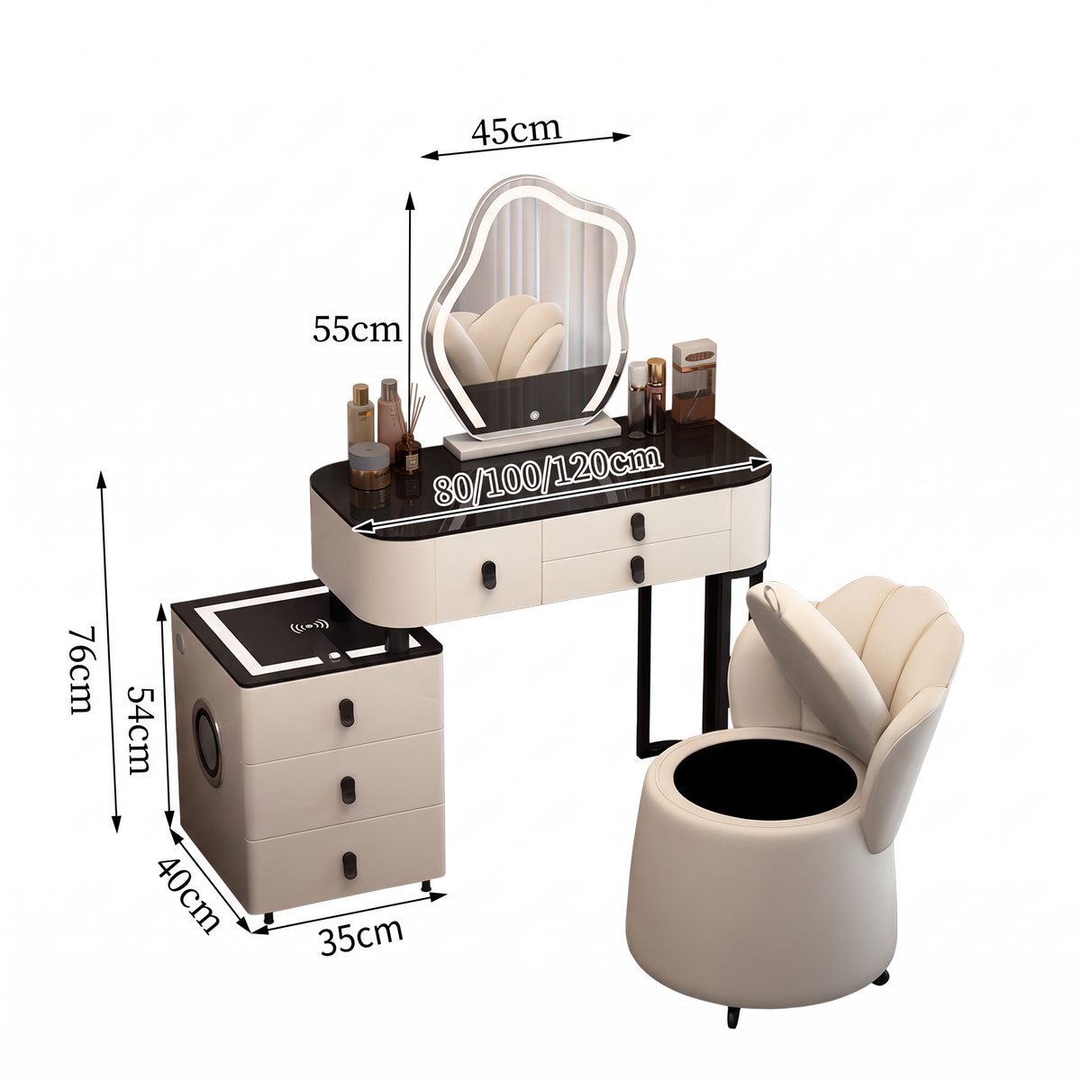 Lumira Soft - Toaletka LED Smart z ładowaniem Qi i Bluetooth