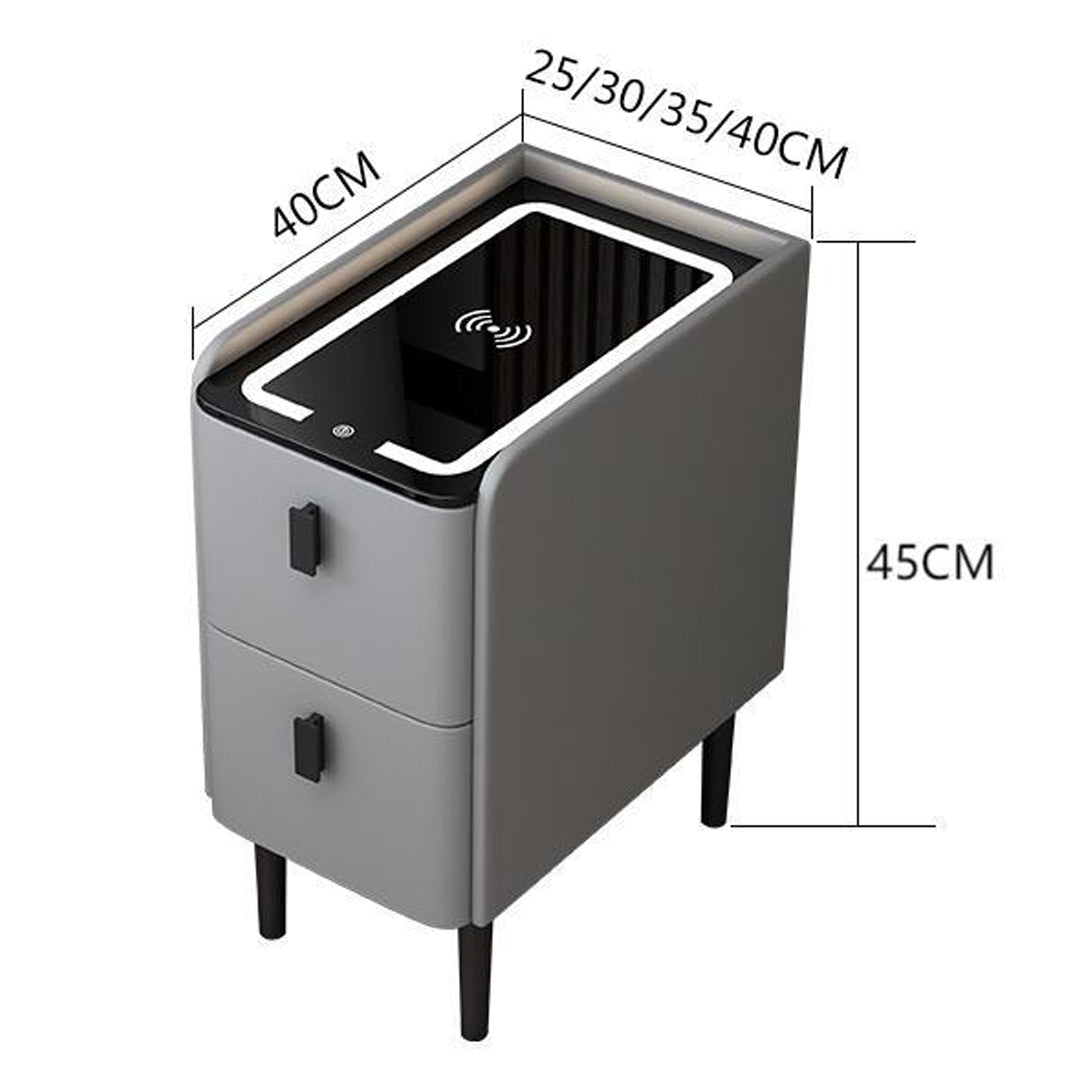 Nachttisch Nexo mit kabelloser Ladefunktion, Bluetooth-Lautsprecher, LED-Beleuchtung und Fingerabdrucksperre