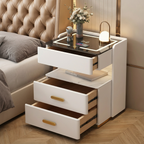 Szafka Nocna Velora Z Ładowaniem Bezprzewodowym, Głośnikiem Bluetooth, Podświetleniem LED I Blokadą Na Odcisk Palca