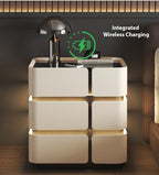 Szafka Nocna Soft Quad Z Ładowaniem Bezprzewodowym, Głośnikiem Bluetooth, Podświetleniem LED I Blokadą PIN