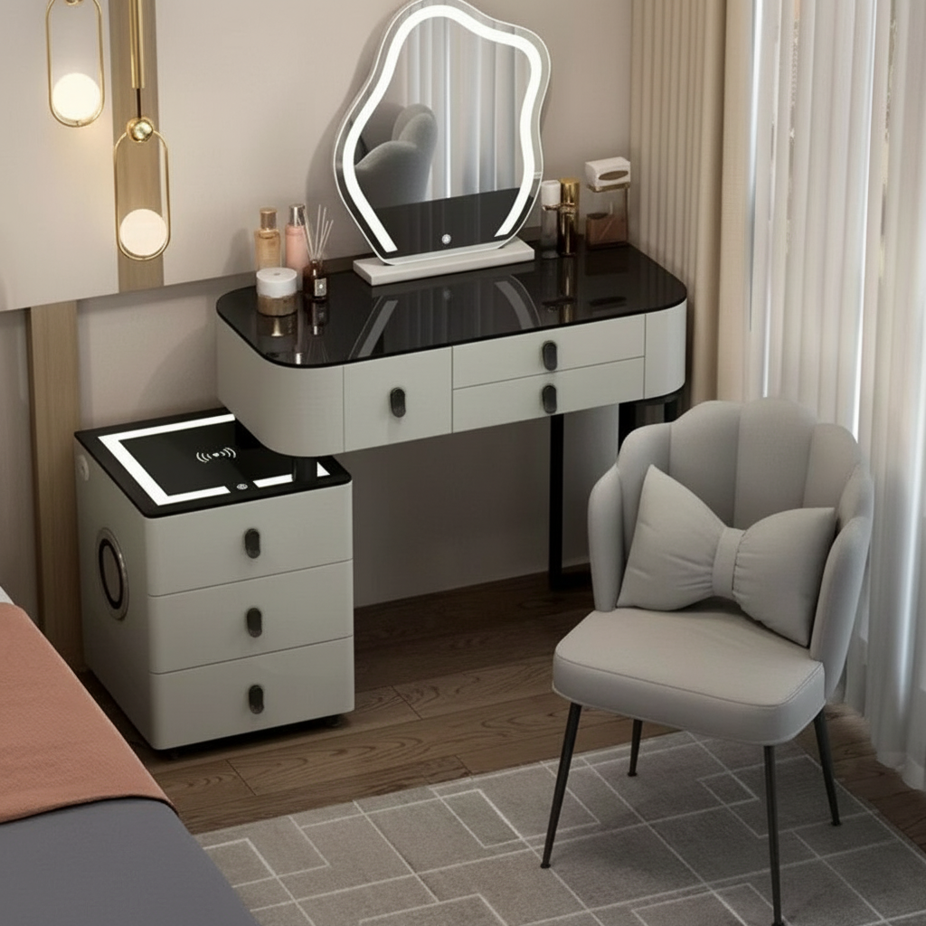 Toaletka 3w1 z LED, ładowaniem bezprzewodowym i głośnikiem Bluetooth