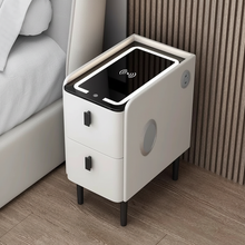 Nachttisch Nexo mit kabelloser Ladefunktion, Bluetooth-Lautsprecher, LED-Beleuchtung und Fingerabdrucksperre