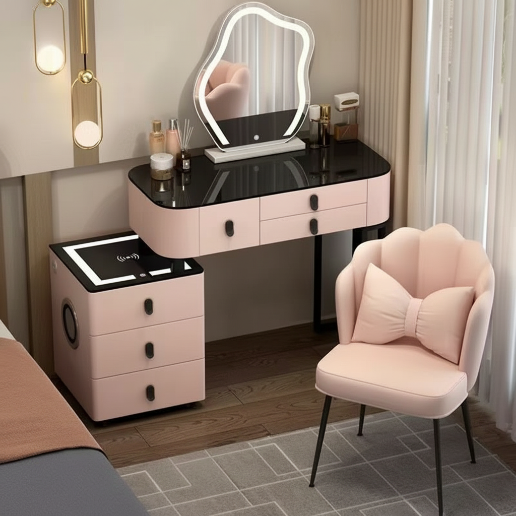 Toaletka 3w1 z LED, ładowaniem bezprzewodowym i głośnikiem Bluetooth