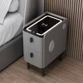 Nachttisch Nexo mit kabelloser Ladefunktion, Bluetooth-Lautsprecher, LED-Beleuchtung und Fingerabdrucksperre