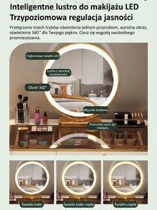 Lumira Glass - Toaletka LED Smart z ładowaniem Qi i Bluetooth
