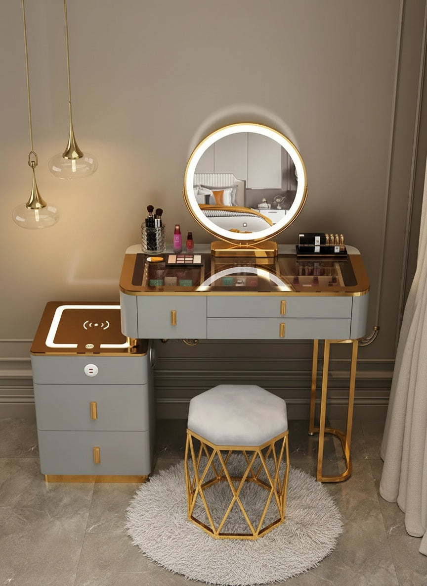 Toaletka 3w1 z LED, ładowaniem bezprzewodowym i głośnikiem Bluetooth