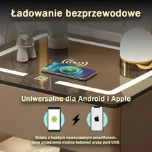 Szafka Nocna Velora Z Ładowaniem Bezprzewodowym, Głośnikiem Bluetooth, Podświetleniem LED I Blokadą Na Odcisk Palca