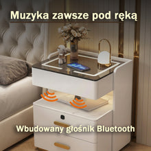 Szafka Nocna Velora Z Ładowaniem Bezprzewodowym, Głośnikiem Bluetooth, Podświetleniem LED I Blokadą Na Odcisk Palca