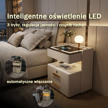 Szafka Nocna Velora Z Ładowaniem Bezprzewodowym, Głośnikiem Bluetooth, Podświetleniem LED I Blokadą Na Odcisk Palca