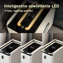 Nachttisch Nexo mit kabelloser Ladefunktion, Bluetooth-Lautsprecher, LED-Beleuchtung und Fingerabdrucksperre