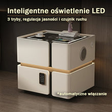 Szafka Nocna Soft Quad Z Ładowaniem Bezprzewodowym, Głośnikiem Bluetooth, Podświetleniem LED I Blokadą PIN