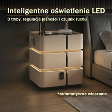 Szafka Nocna Soft Quad Z Ładowaniem Bezprzewodowym, Głośnikiem Bluetooth, Podświetleniem LED I Blokadą PIN
