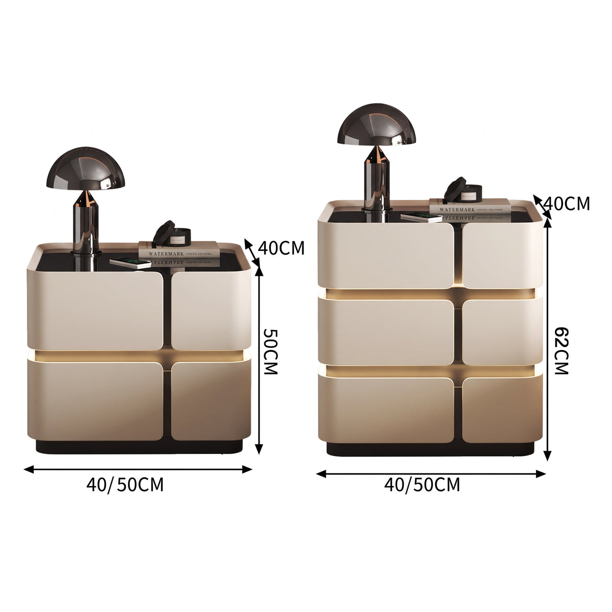 Wymiary i materiały — Szafka Nocna Soft Quad 2
