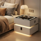 Szafka Nocna Lumo Z Ładowaniem Bezprzewodowym, Głośnikiem Bluetooth, Podświetleniem LED I Blokadą PIN