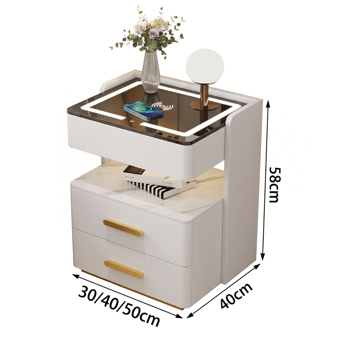 Wymiary i materiały — Szafka Nocna Velora 30 cm